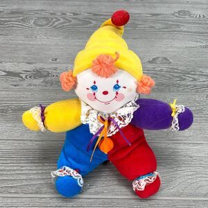 Vintage Russ Berrie Coco the Clown Stuffed Animal Colorful Circus Carnival Plush